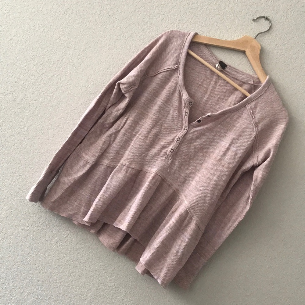 Free people waffle pink thermal